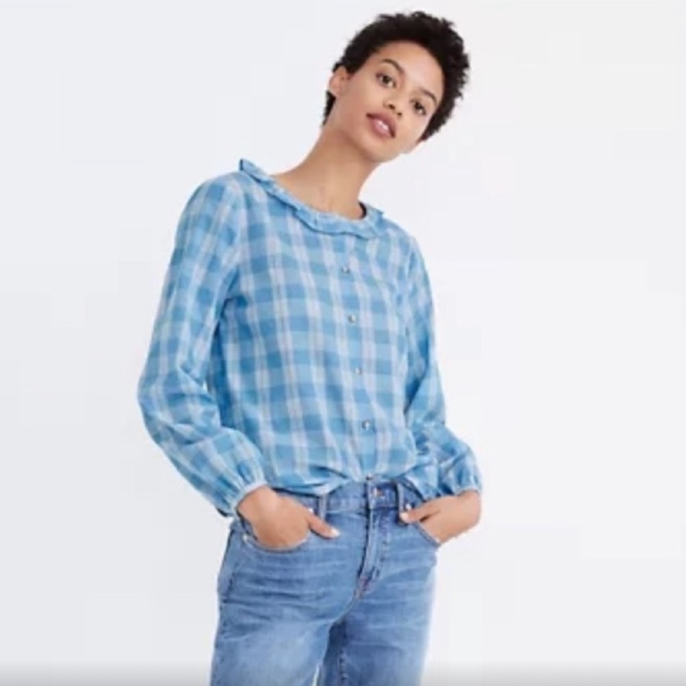 Madewell Blue Plaid Blouse